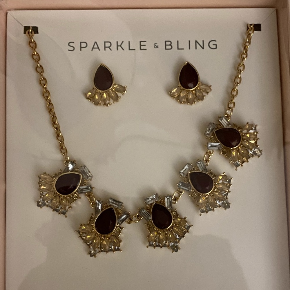 Sparkle and Bling Necklace and Earrings Set